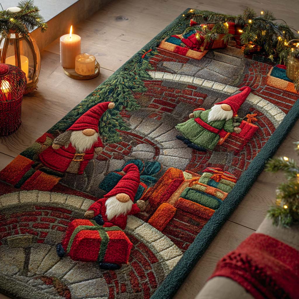 Gift Pathway hallway runner – gnomes on a red slide