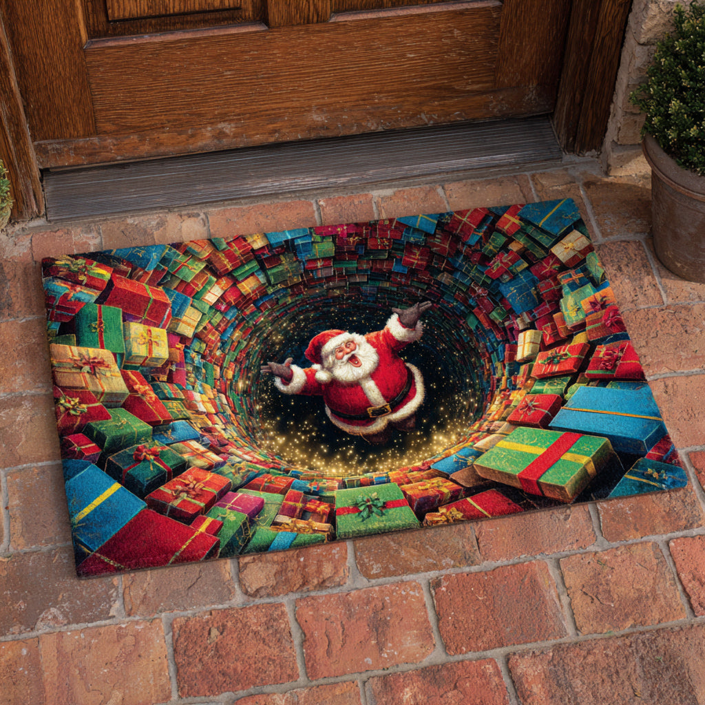 Santa Gift Tunnel doormat – santa in gift tunnel