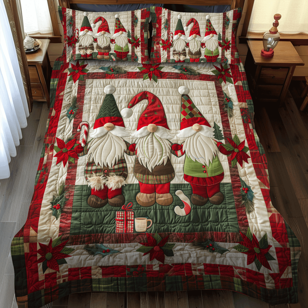 3-Piece Quilted Bedspread Set - Gnome Trio – view 2