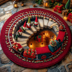 Gnome Tunnel Express round rug – gnome train tunnel