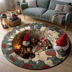 Gnome Under Lights round rug – gnomes in a patchwork well