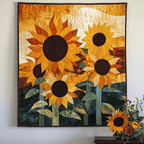 Graphic Sunflowers art quilt – graphic sunflowers
