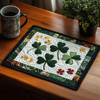 Golden Charm quilted placemats – shamrocks on cream
