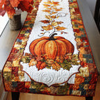 Golden Pumpkin Vine quilted table runner – golden pumpkin with vines