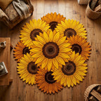 Golden Sunflower shaped rug – sunflower cluster