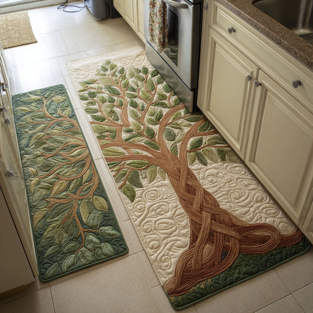 Golden Tree kitchen mat set – tree with knotted roots