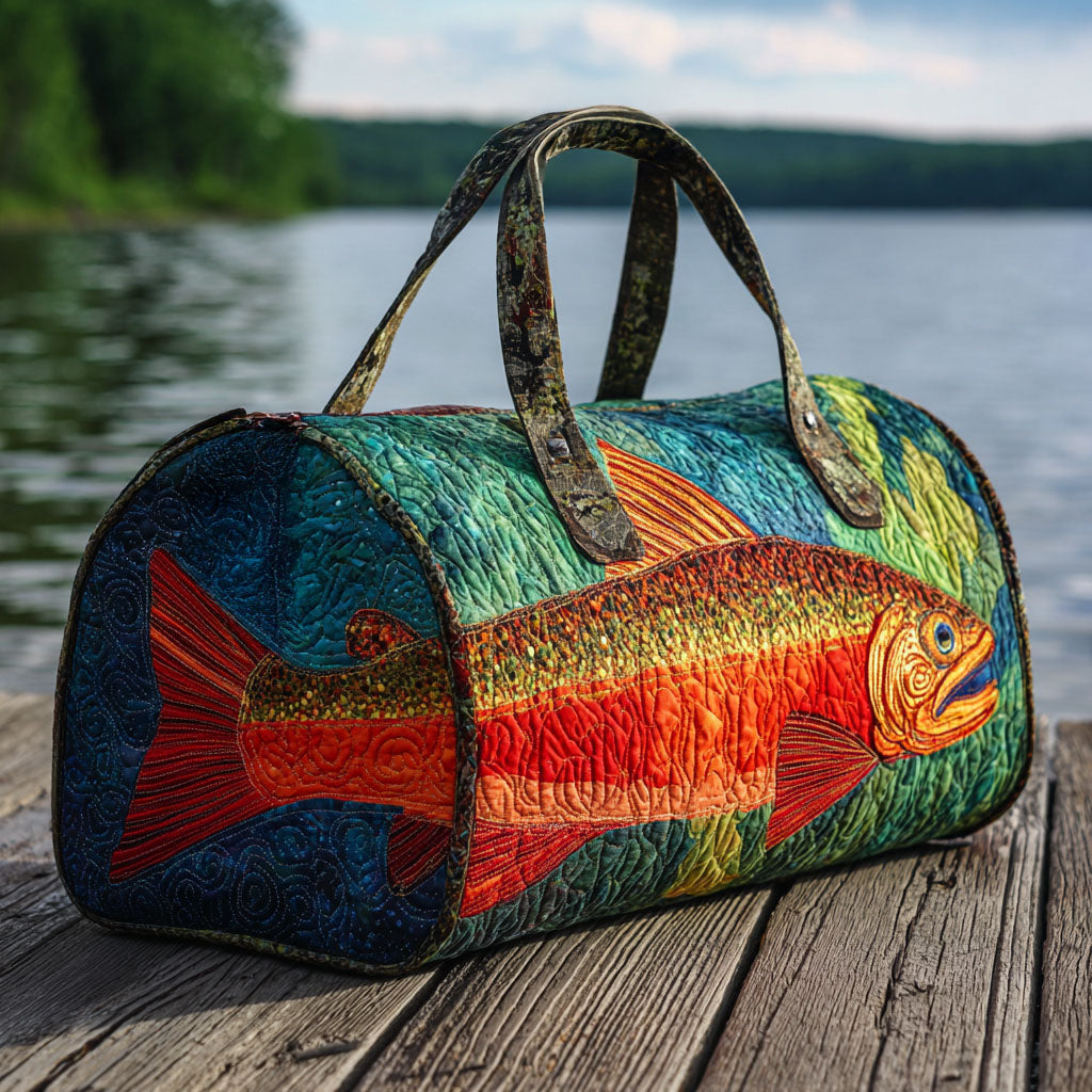 Golden Trout quilted weekend bag – rainbow trout