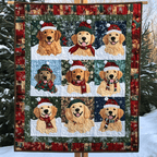 Retriever Yuletide art quilt – retrievers at Christmas