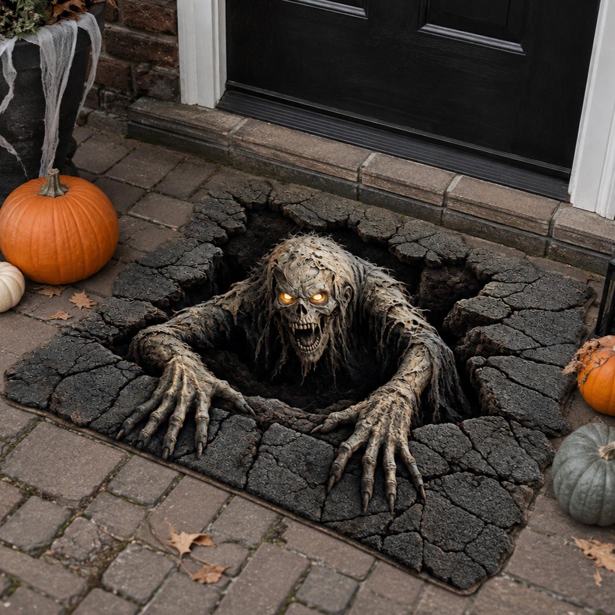 Graveyard Ghoul shaped doormat – ghoul in cracked earth