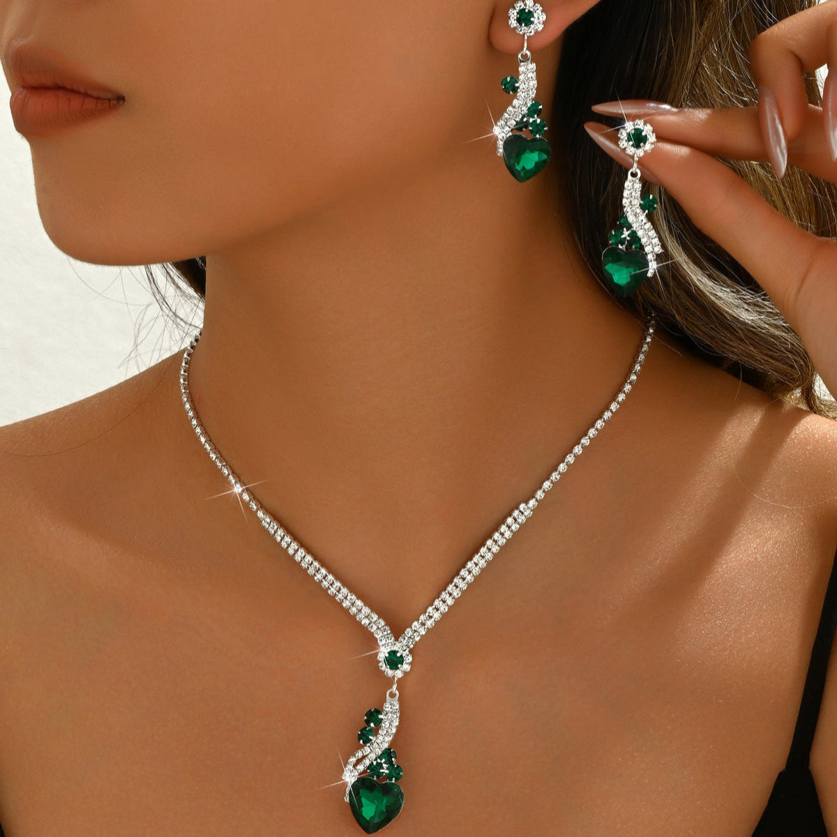 Necklace & Earrings Set - Crystal Teardrop