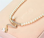 Pearl Necklace & Earrings Set - Crystal Swirl