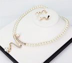 Pearl Necklace & Earrings Set - Crystal Swirl