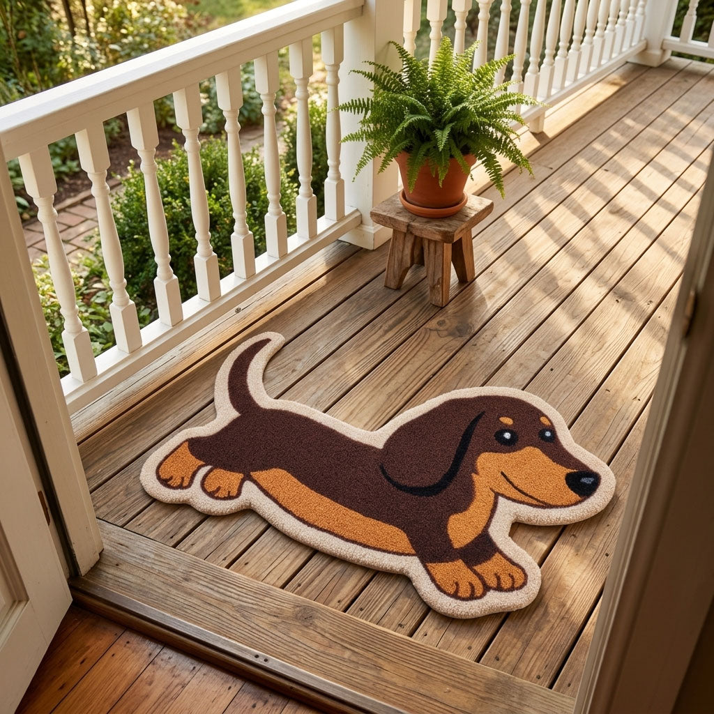 Joyful Dachshund shaped doormat – dachshund shape