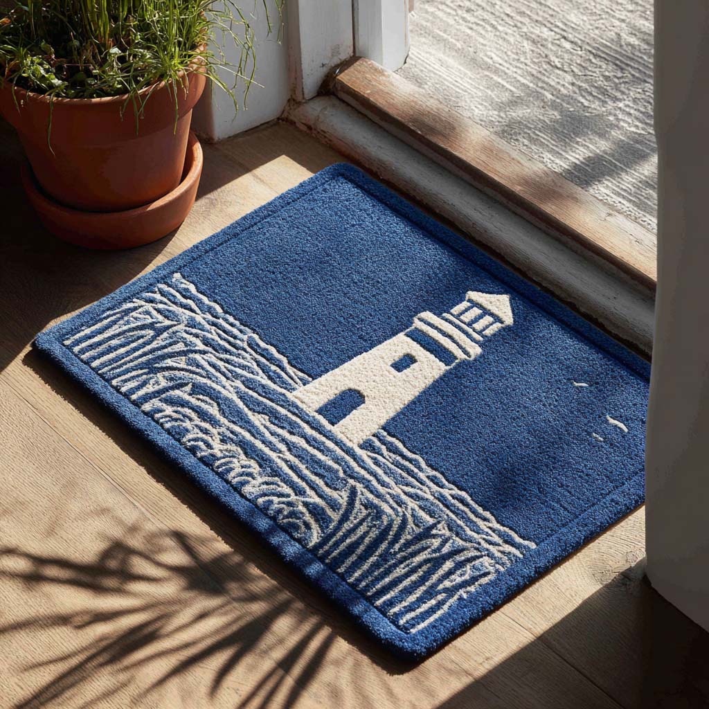 Harbour Shine Lighthouse doormat – navy lighthouse
