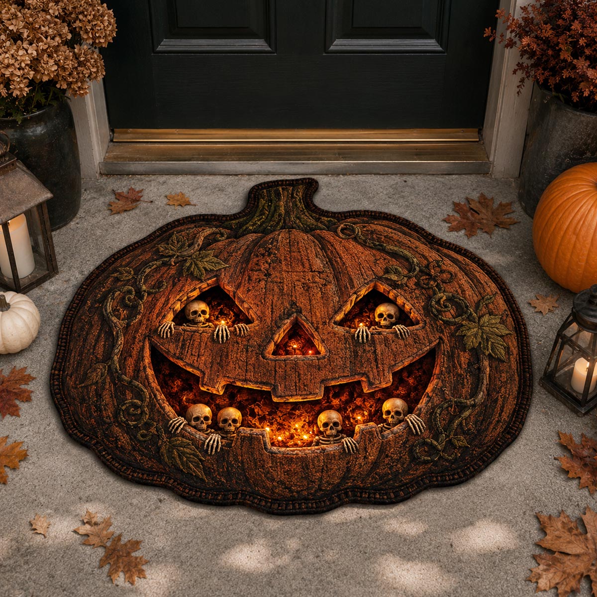 Haunted Pumpkin shaped doormat – jack-o-lantern