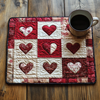 Hearts in Bloom quilted placemats – patchwork hearts