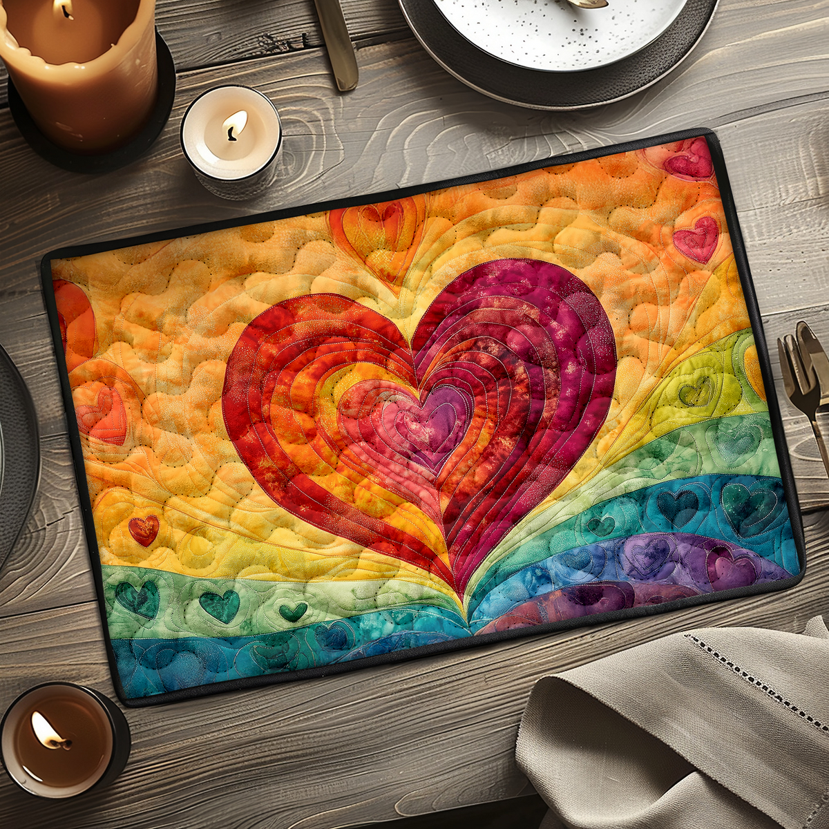 Quilted Placemats - Rainbow Heart – view 2