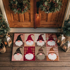 Festive Gnome Row doormat – gnome patchwork