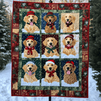 Retriever Navy Christmas art quilt – retrievers on navy