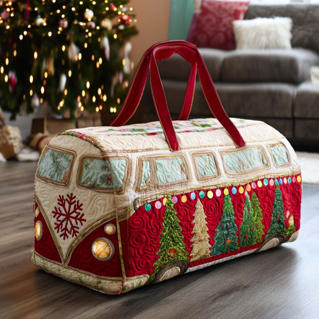 Snowflake Holiday Van quilted weekend bag – snowflake camper van