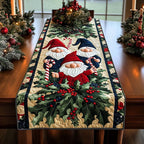 Holly Gnomes quilted table runner – gnomes among holly