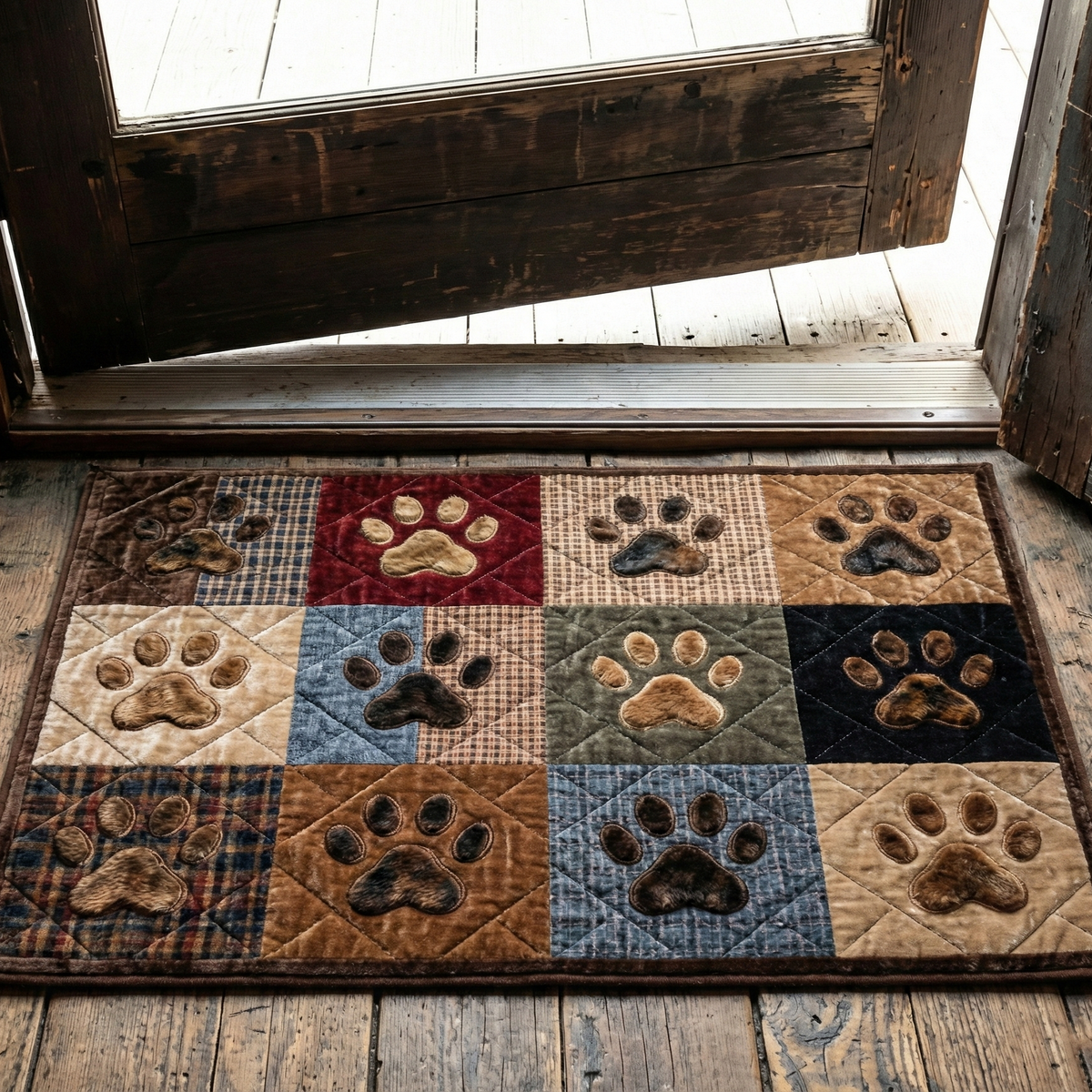 Home Paws Patchwork doormat – paw print patchwork