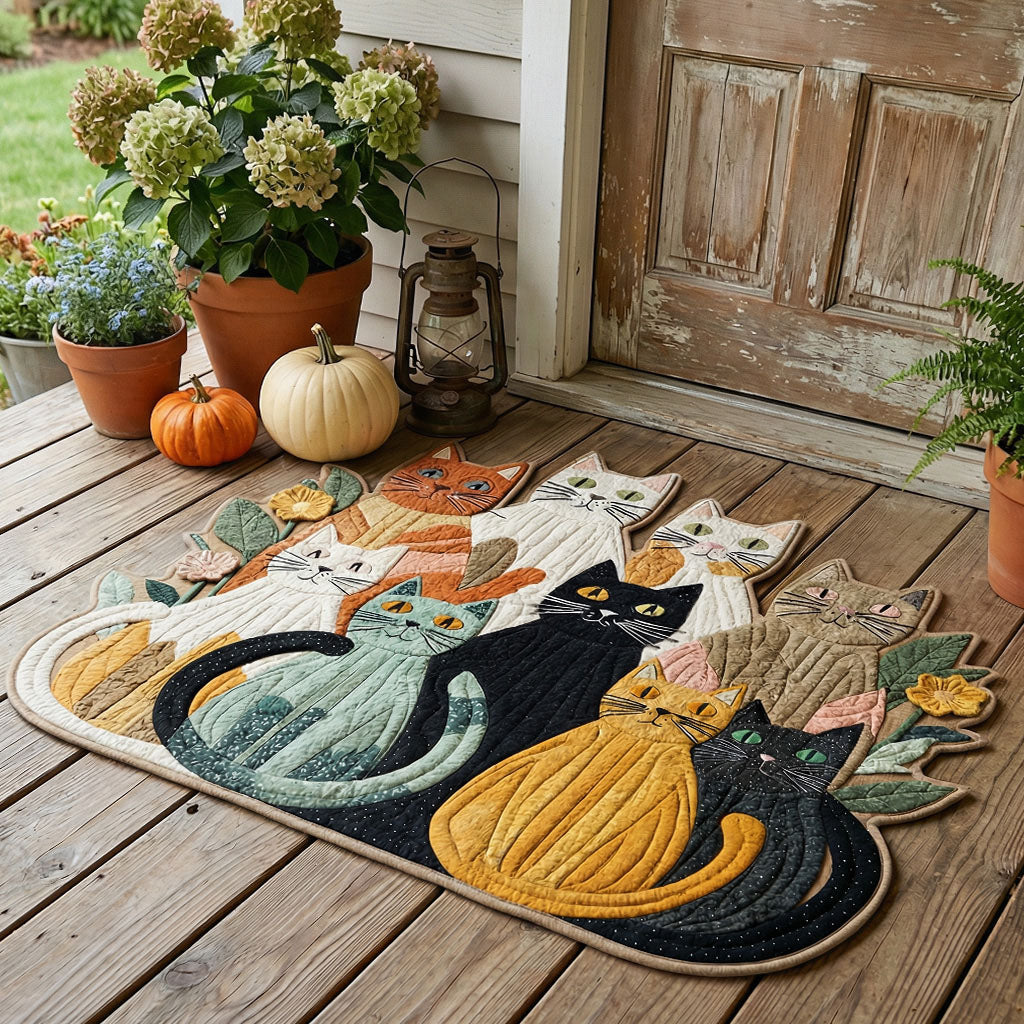 Homestead Whiskers shaped doormat – row of cats
