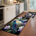 Lilac Hummingbird kitchen mat set – hummingbird and lilac blooms