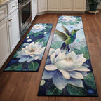 Hummingbird Dream kitchen mat set – hummingbird and magnolias