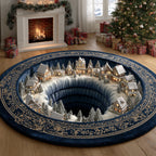 Icy Christmas Village round rug – village round an icy well