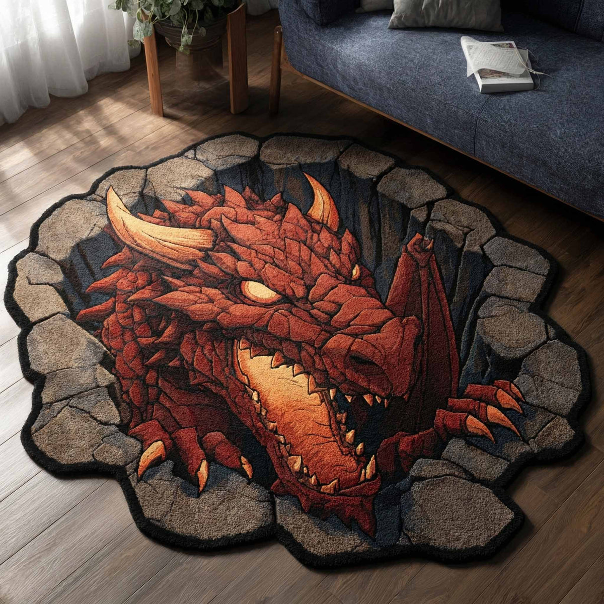 Inferno Maw shaped rug – dragon from a stone hole
