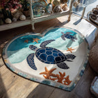 Island Calm Heart shaped rug – turtle in a heart