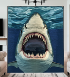Great White Shark quilted throw – great white shark with jaws wide open
