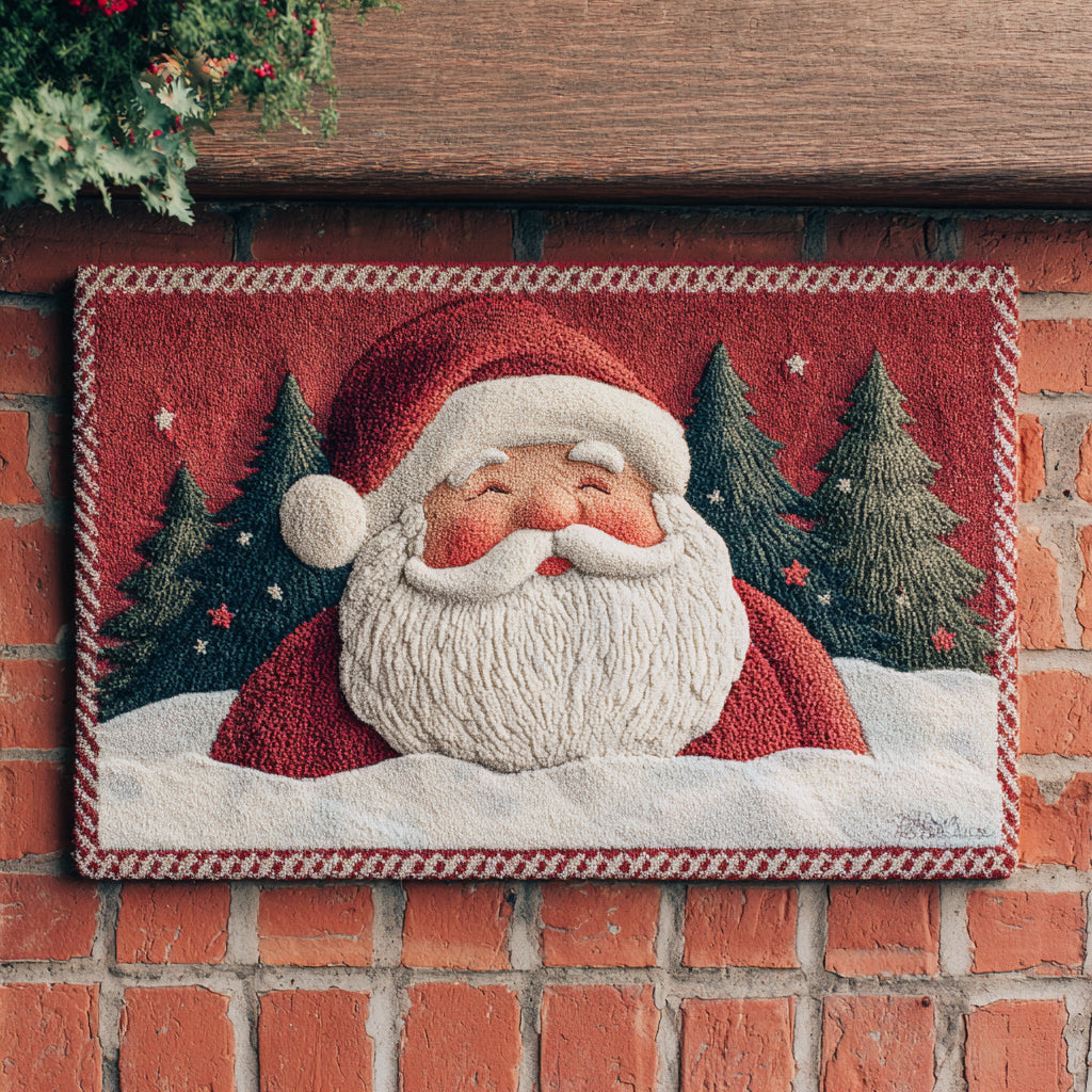 Santa Snowy Pines doormat – santa and pines