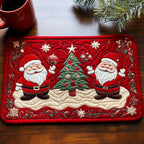 Jolly Santa Twins quilted placemats – two Santas and a tree