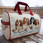 Joyful Spaniels quilted weekend bag – spaniels in snow