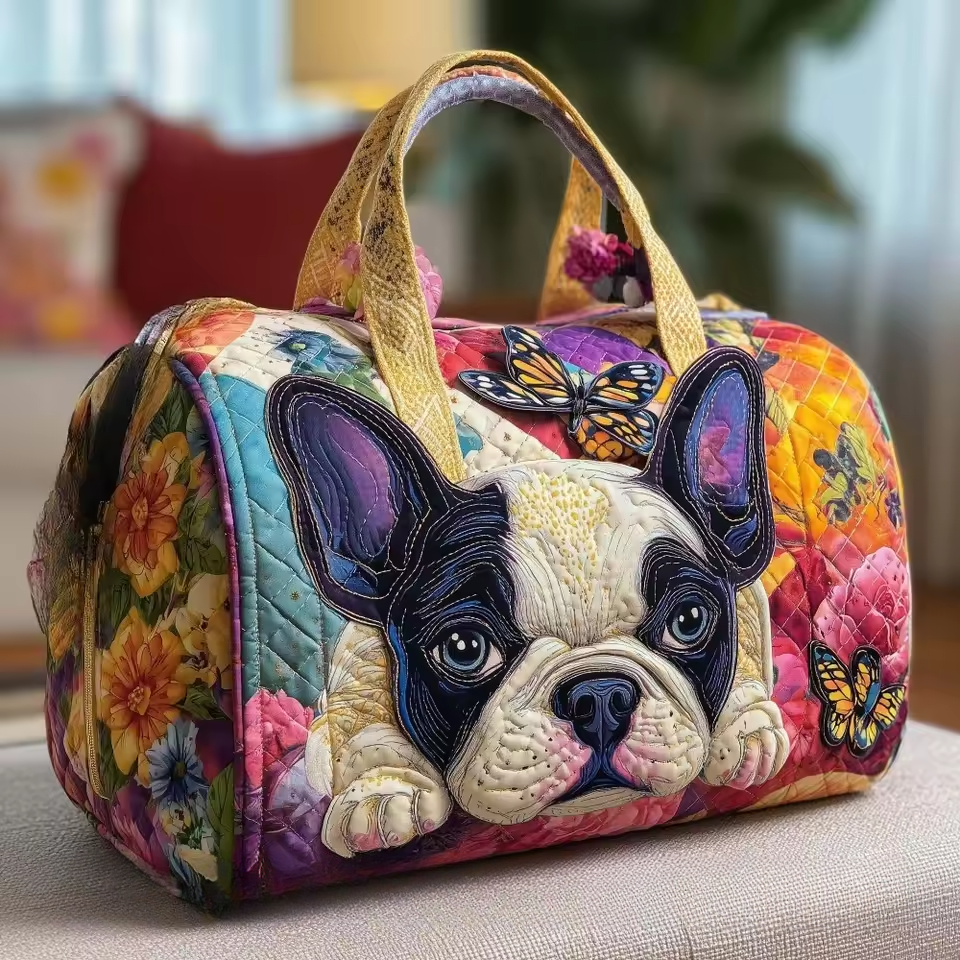 The Wilma soft quilted travel bag, wave-stitch quilting
