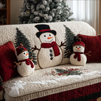 Snowman Family quilted sofa cover – snowman family among pines