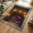 Amethyst Dragon rug – purple dragon in a library pit