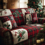 Holly Tartan Patchwork quilted sofa cover – holly with red tartan