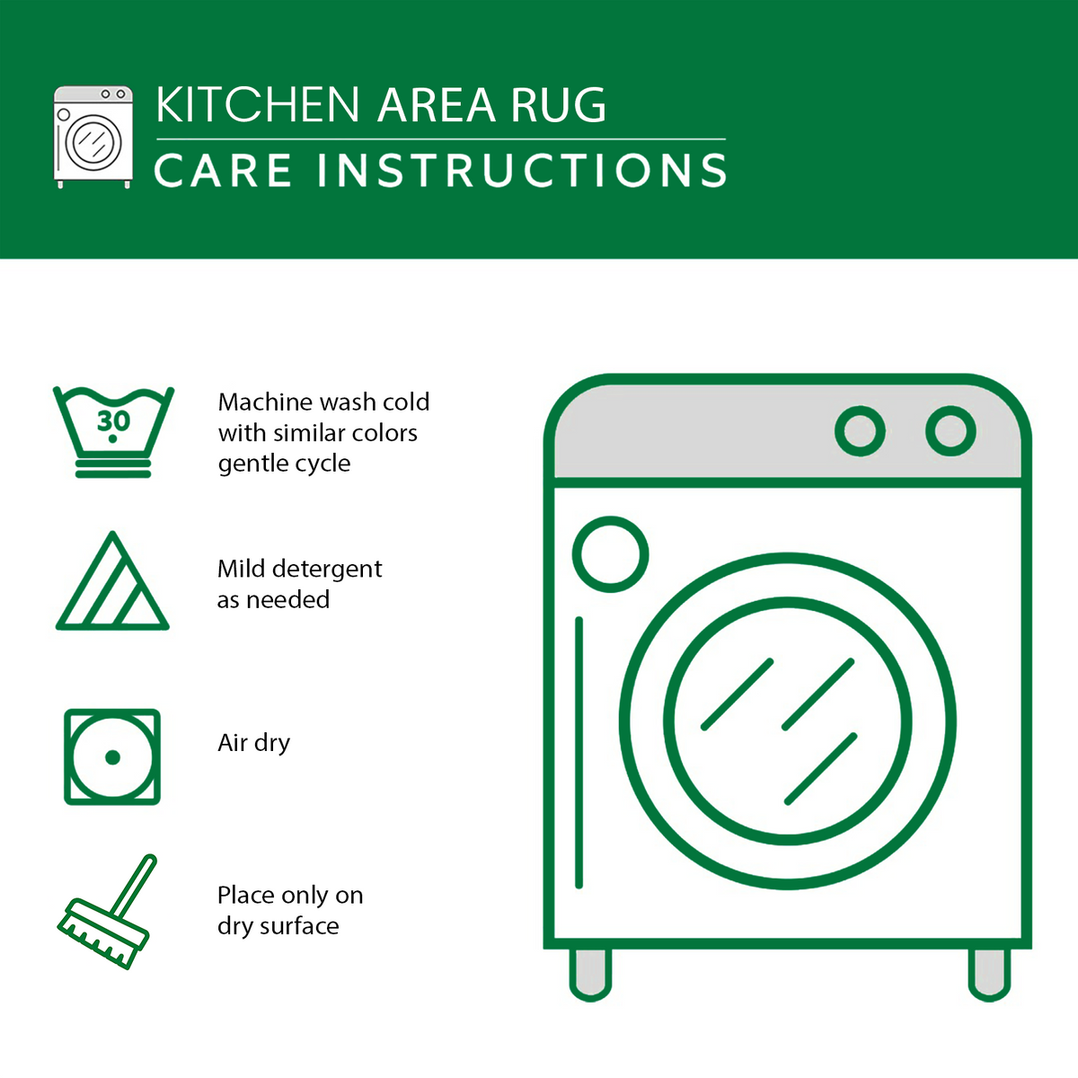 Care instructions – Kitchen Mat Set - Dust Trail