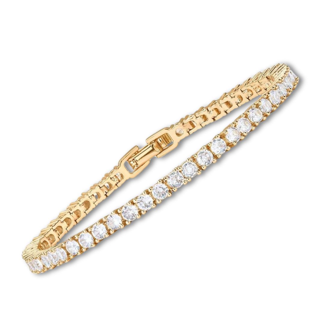 Gold-tone tennis bracelet with clear stones