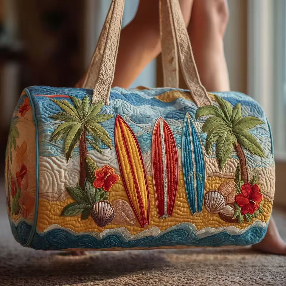 The Samara soft quilted travel bag, wave-stitch quilting