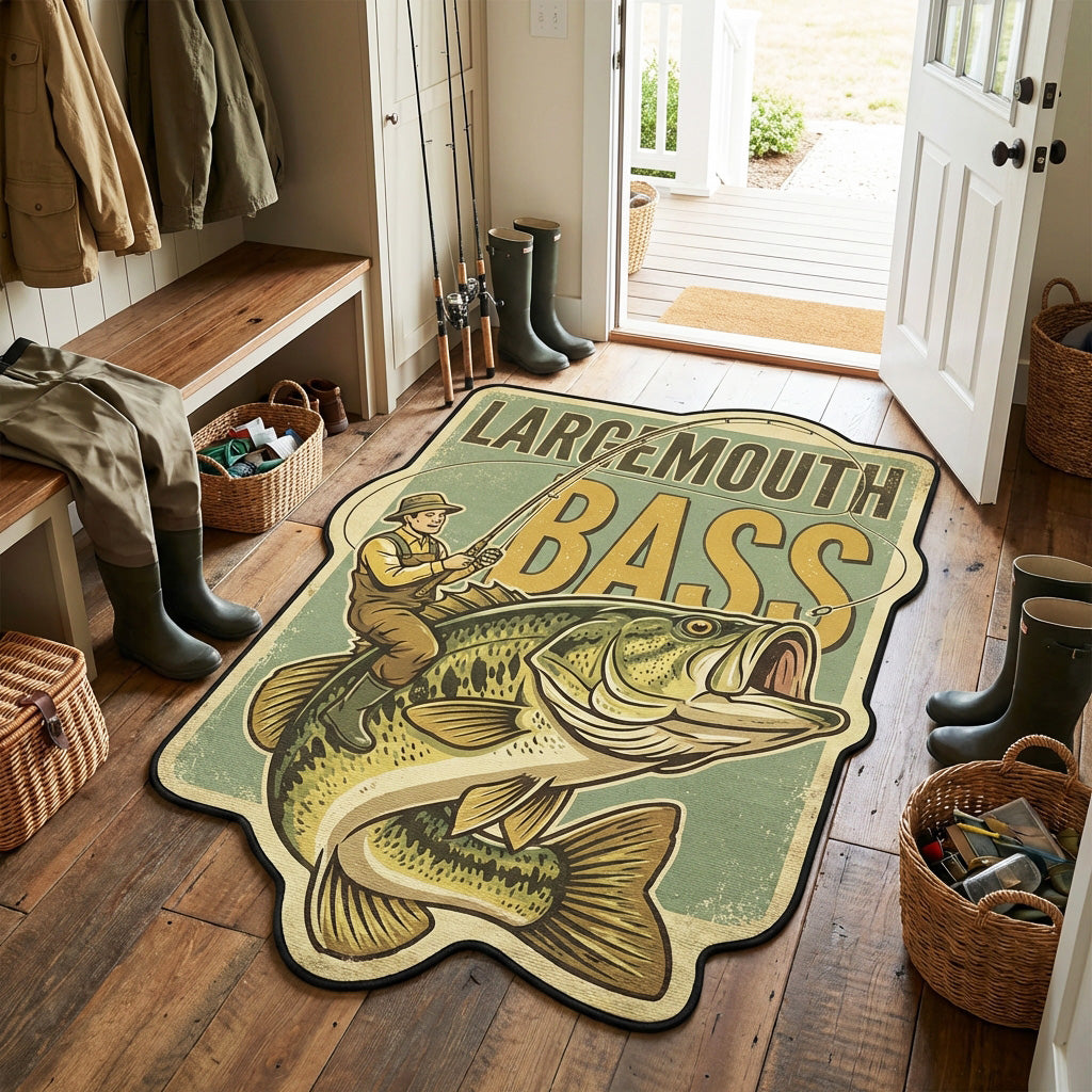 Largemouth Bass shaped rug – bass badge