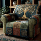 Celtic Knot Tree quilted sofa cover – golden tree with Celtic knots