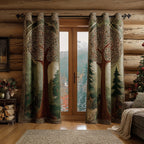 Twin Tree Trunks quilted curtains – tree trunks among pines