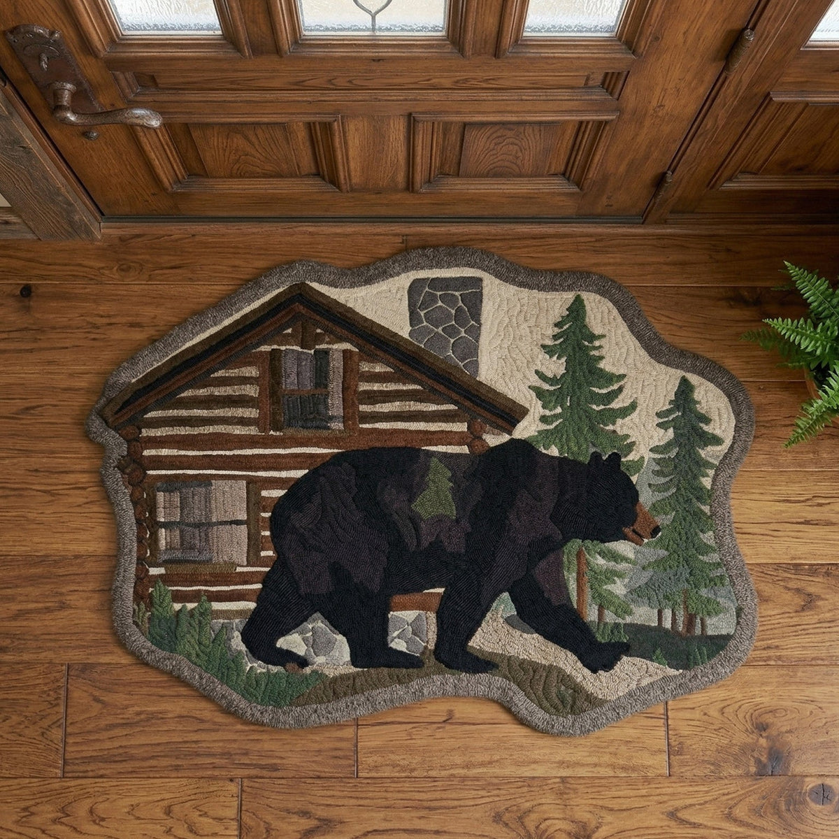 Lodge Bear shaped doormat – bear by cabin