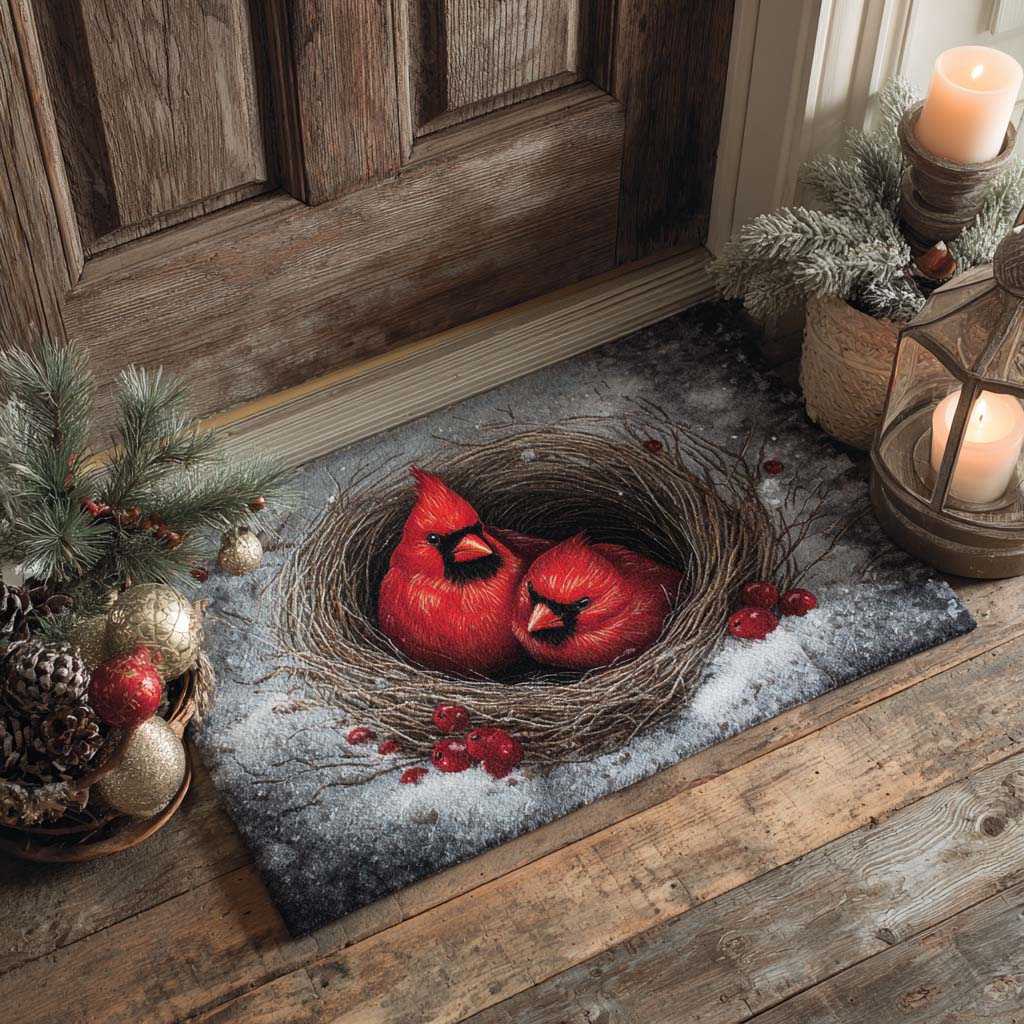 Love Nest Cardinals doormat – cardinals in nest