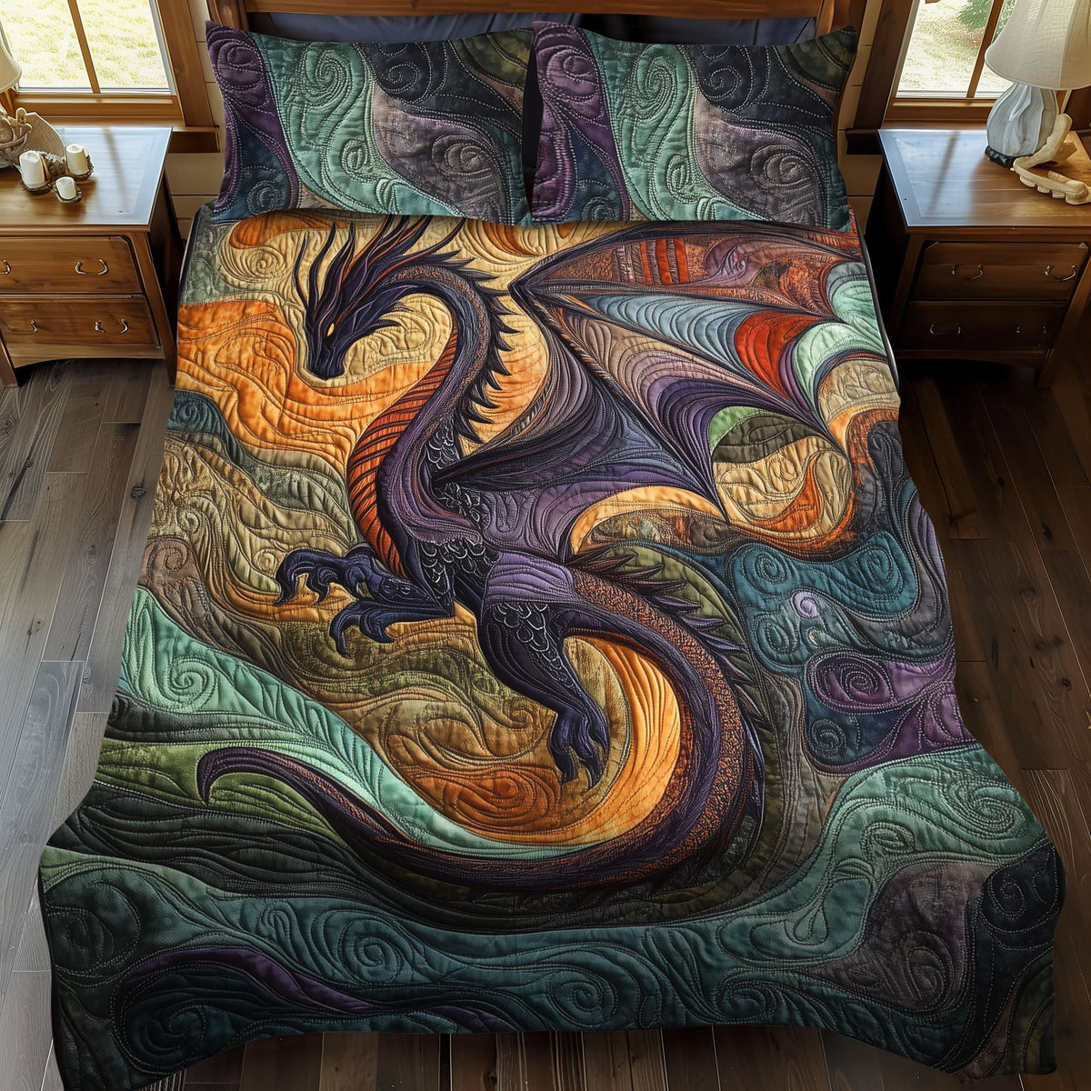 3-Piece Quilted Bedspread Set - Ocean Serpent – view 2