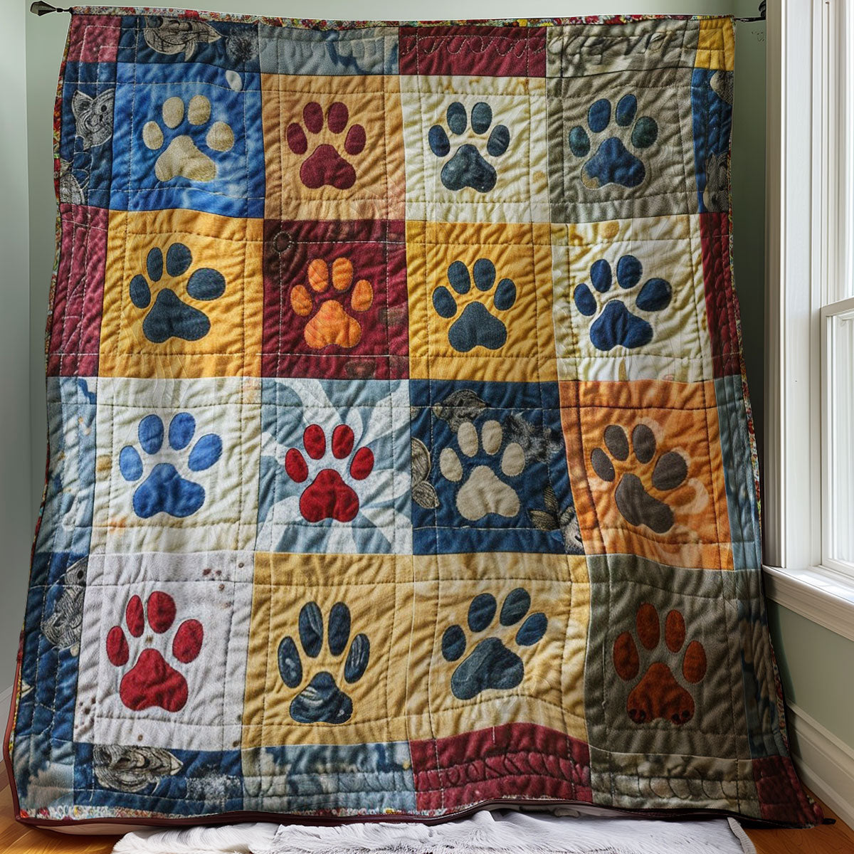 Quilted Throw - Paw Print Patchwork – view 3